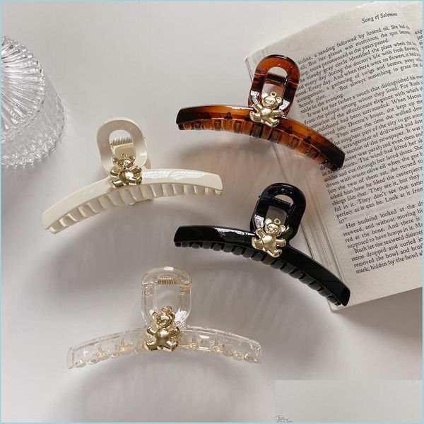 

hair clips barrettes metal bear girl hair claw clips medium women nonslip ponytail cross hairs holder grace ribbon plastic materia dhrf4, Golden;silver