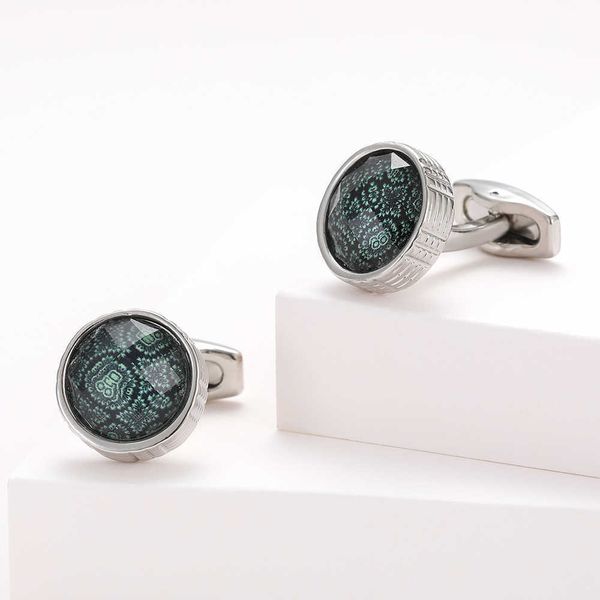

men cufflinks green casual pattern french round formal dress shirt sleeve button cuff links jewelry wedding gift, Silver