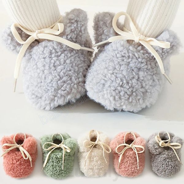 

0-2y winter snow baby boots first walkers candy colors warm coral fleece indoor anti-slip rubber sole infant newborn toddler baby soft shoes