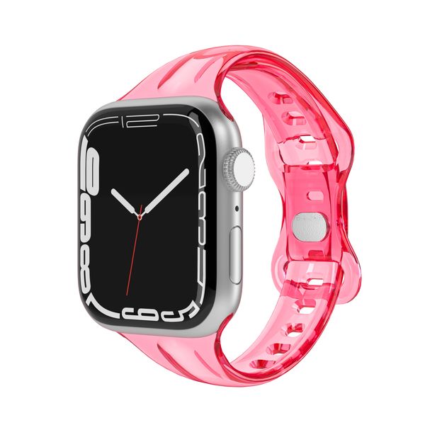 

rose red straps for apple watch bands smart strap bracelet tpu transaprent gradient colour band full protective replacement watchcase one-pi