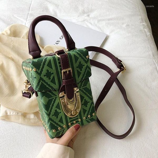 

evening bags handbags box package square bag version of the wild messenger mobile rivet shoulder
