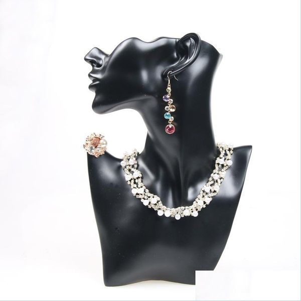 

jewelry stand necklace earring display bust resin head model jewelry stand neck form for jewellery window shelf exhibition counter t dhrcq, Black