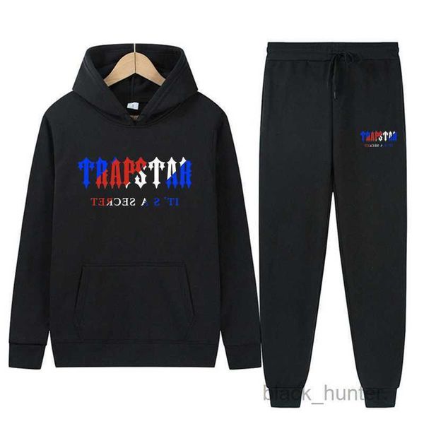 

mens hoodies trapstar desiger lettered printed men women's multicolor warm two-piece loose hoodie pants, Black