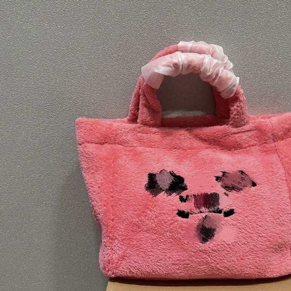 

plush colored bag lettered jacquard shopping bag tote limited versatile large capacity casual ladies handbag