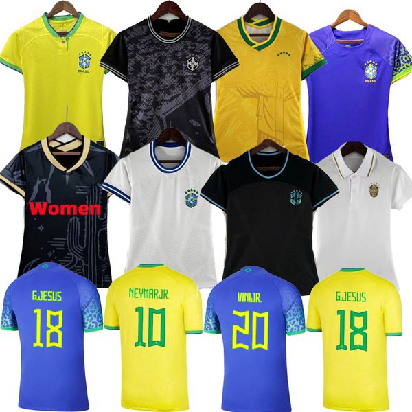 

coutinho 2022 2023 soccer jersey camiseta de futbol paqueta brazils neres football shirt jesus marcelo 22 23 maillots football women sets, Black;yellow