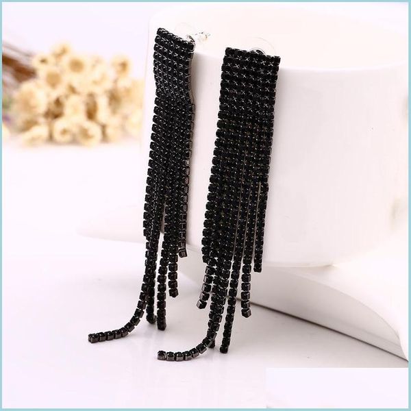 

dangle chandelier black fl rhinestone vintage tassel dangle earrings drop earring quality for women jewelry long delivery 2022 dh6hn, Silver