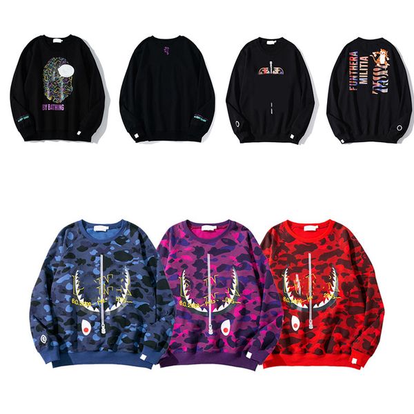 

men's hoodies sweatshirts shark mouth pullover mens embroidery sweaters designer hoodie print cotton sweater sweater jacket casual card, Black