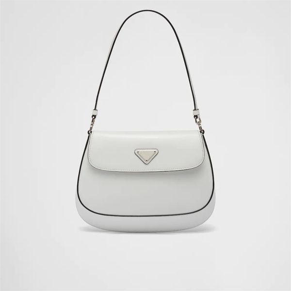 

luxury brand shoulder bags cleo shiny leather flap shoulder bag enamel triangle metal p handle with leather extension belt women handbag pur