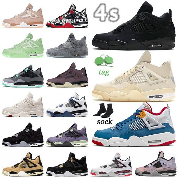 

jumpman 4 4s basketball shoes mens womens white sail black cat new messy room quality military blue red thunder violet ore pink canyon