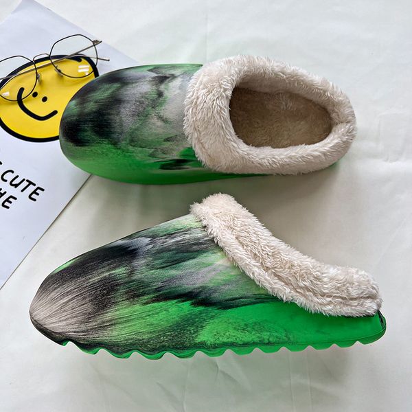 

cotton slippers winter warm covered feet cotton shoes women's shoes suede personalized painted thick soft plush outdoor men's snow, Black