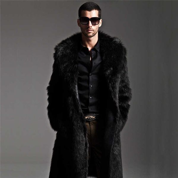 

mens cashmere trench coat winter thick warm faux fur jackets long plus size fluffy fur overcoat manteau homme, Tan;black