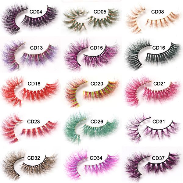 

colorful 3d mink eye lashes 5d eyelash dramatic fluffy colored false eyelashes extensions for halloween christmas