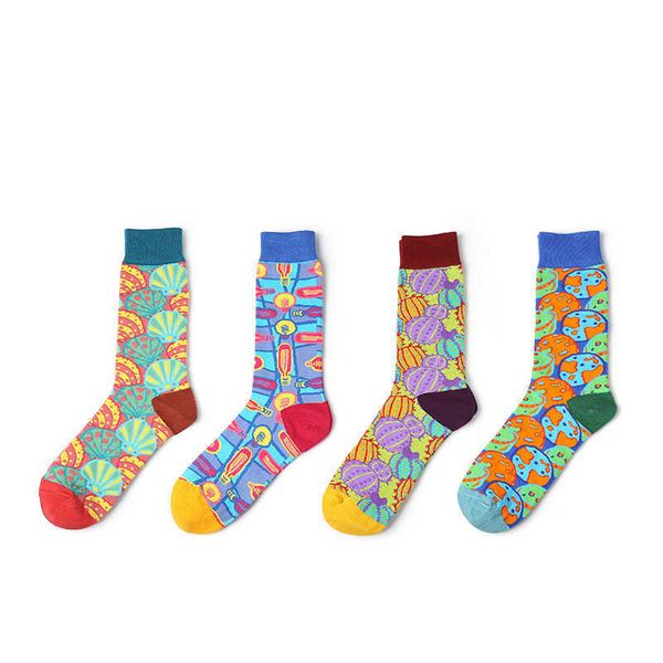 

men's socks new man women men sizecotton colorful oil paiting funny for couples lovers gifts t221011, Black