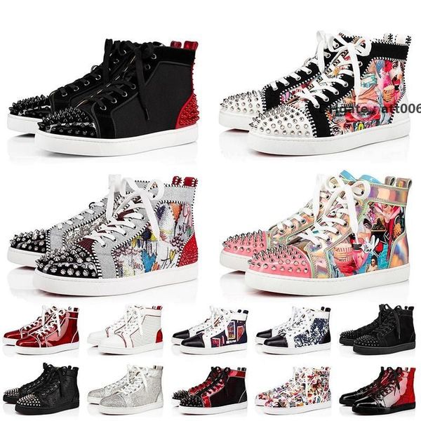

red-bottoms christians fashion big size eur 47 red women mens designer shoes genuine leather spikes luxury designers sneakers ace plat w dkw, Black