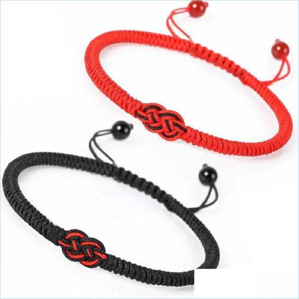 

charm bracelets handmade love knot lucky prayer bracelets ethnic red black tibetan buddhist braided rope bracelet for men women weav dh5pj, Golden;silver