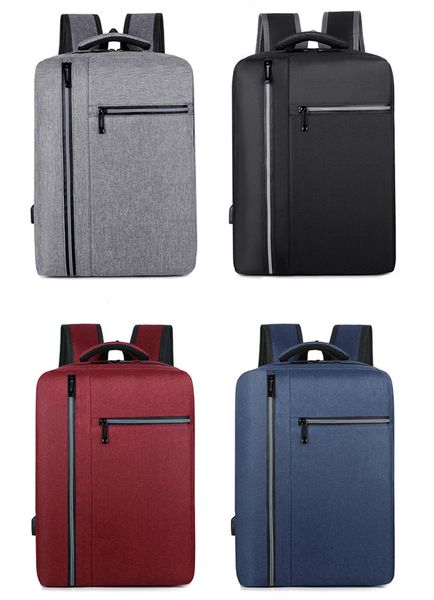 

dhl30pcs backpack men polyester plain wear resistance waterproof with usb charging business crossbody bag reflective strip design