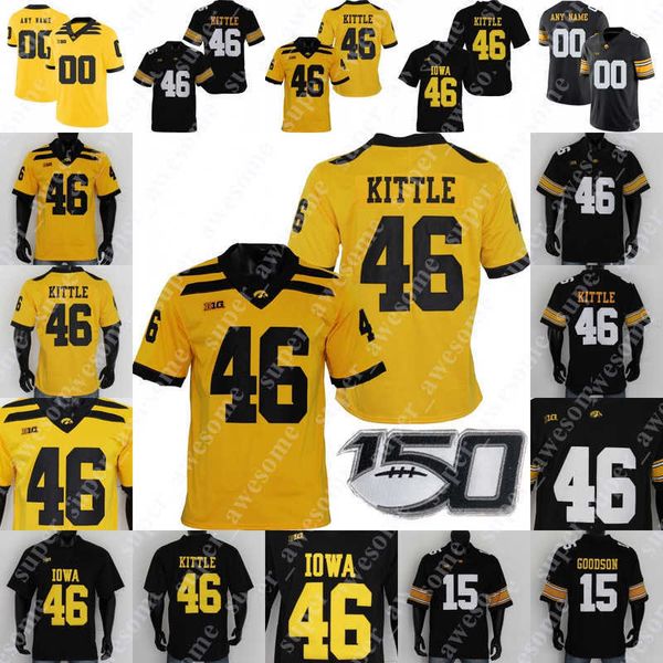 

ncaa iowa hawkeyes football jersey jack koerner noah shannon john waggoner dane belton ethan hurkett logan lee deontae craig reggie bracy, Black