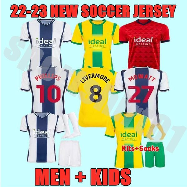 

22 23 west bromwich soccer jerseys 2022 2023 amiseta de futbol robson kanu men robinson grant mowatt kids kits socks full sets jersey footba, Black;yellow