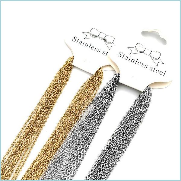 

chains hip hop chains necklace men women gold color stainless steel 45cm o link cuban chain necklaces jewelry diy accessories 10pcs/ dhnuh, Silver
