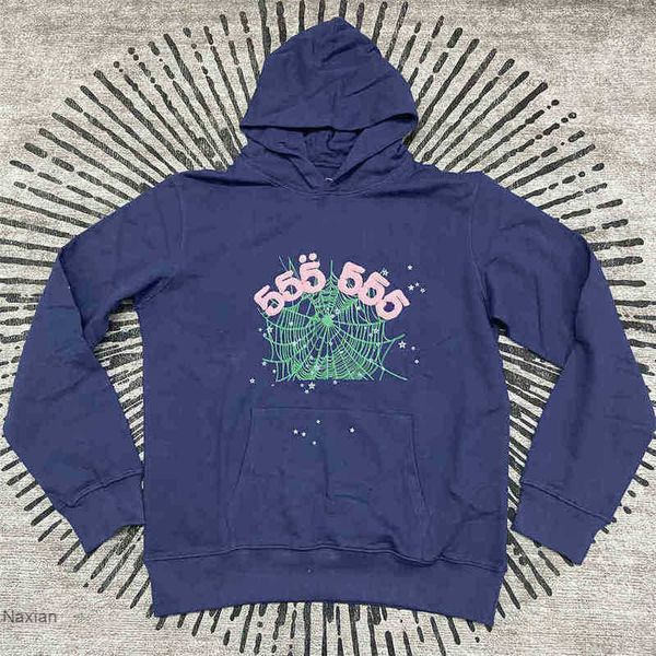 

young thug 555555 spider web print hoodies sweatshirt oversized hoodie hooded sweatshirts men's women's clothing nc8r, Black