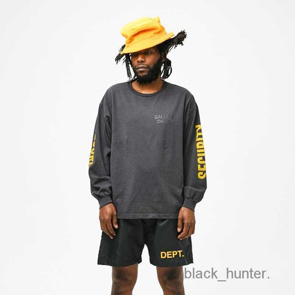 

men's hoodies galery designer dept sweatshirts security yellow letter printed long sleeve fashion men women's loose casual t-shirt, Black