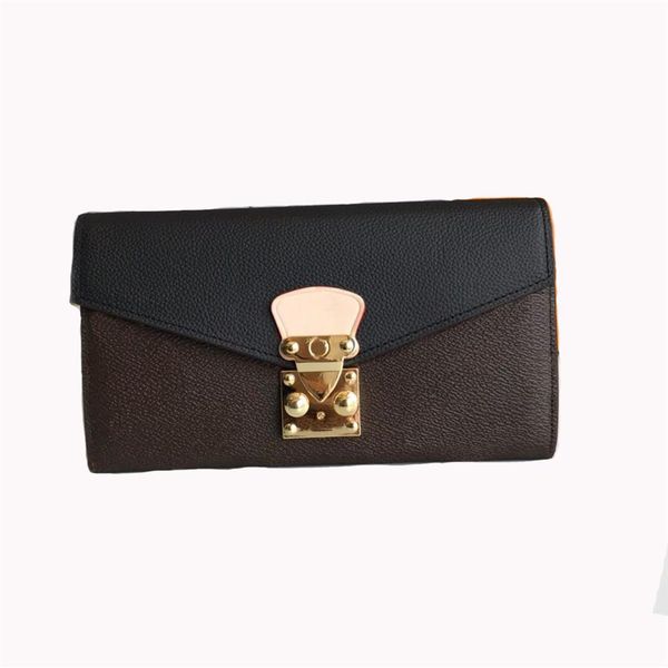 

luxurys designers purses woman fashion clutch wallets logo s-shaped lock classic pallas wallet card holder purse with box dust bag2687, Red;black