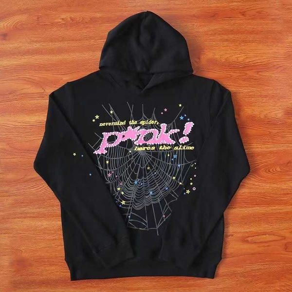 

designer hoodie young thug star's same spider sp5der 55555 pants pink fashion streetwear printed men's and women's couple&#03, Black