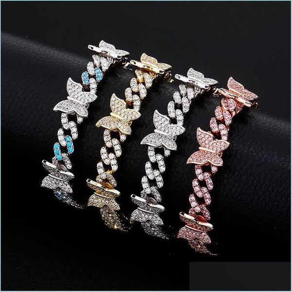 

link chain personalized butterfly chains 8mm cuban link chain bracelet iced out bangle bracelets hip hop charm jewelry for women gi dhuhw, Black