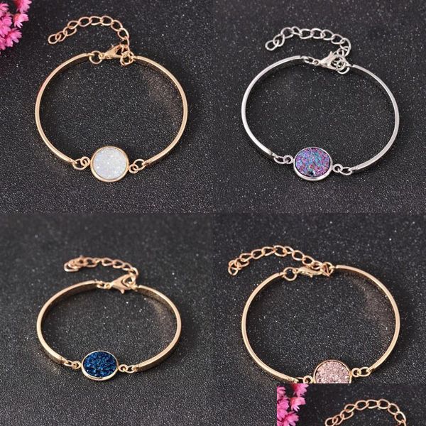 

link chain bracelet exquisite fashion nature stone chain big druzy adjustable golden sier handmade bracelets bangle jewelry valenti dhejo, Black