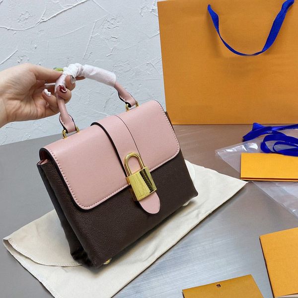 

bags evening shoulder locky handbag purse old flower leather cross body patchwork color l letter adjustable strap golden lock hardware handb