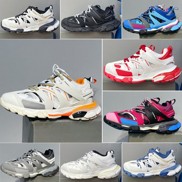 

women men casual athletic luxury sneakers designer shoes platform white black mesh nylon couples shoes autumn/winter upscale leather track 3