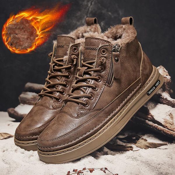 

boots mens winter cotton shoes highfashion casual trend flat korean version tooling student 221012, Black
