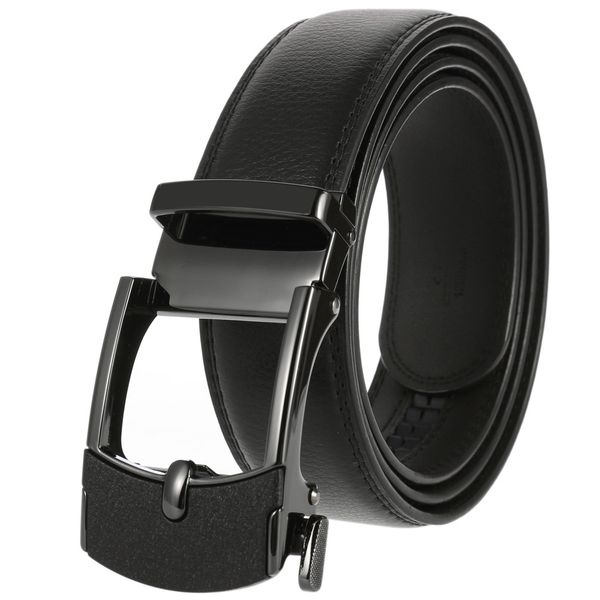 

leather automatic alloy buckle belt classic fashion luxury cow genuine leather belt for men, Black;brown