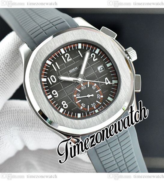 

41mm aquanaut 5968 automatic mens watch 5968g 5968a gray texture dial steel case no chronograph gray rubber strap sport watches timezonewatc, Slivery;brown