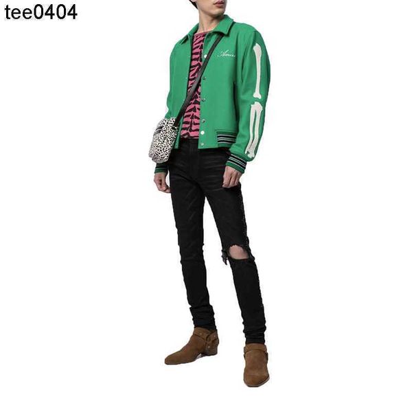 

chao brand 21fw amirs slp embroidered pilot casual jacket coat men's and women's green baseball jacket winter cotton jacket, Black;brown