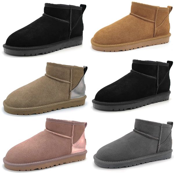 

2022 women mini snow boot boots winter classic suede keep warm plush chestnut grey men woman 5854 designer ankle casual booties slippers sho, Black