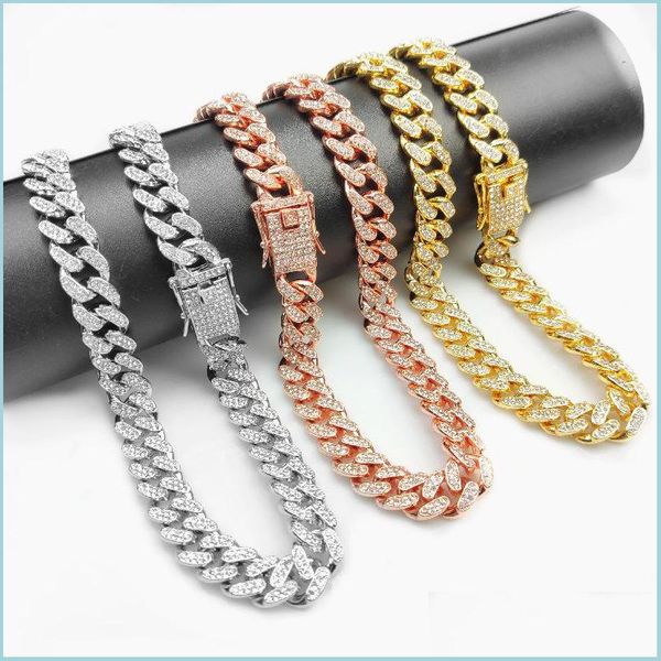 

pendant necklaces bling out chains necklace mens cuban link chain necklaces hip hop personalized jewelry for women men drop delivery dhjop, Silver