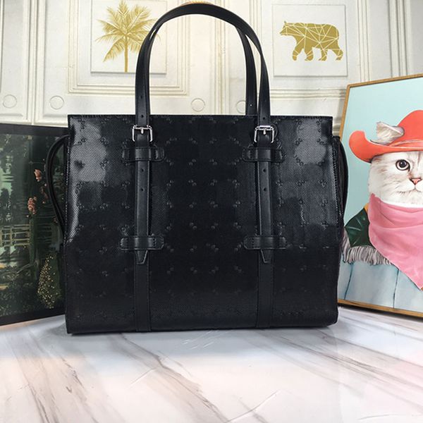 

large capacity tote bag black shopping bags lady handbag shoulder purse cow genuine leather classic lettering adjustable strap silver zipper