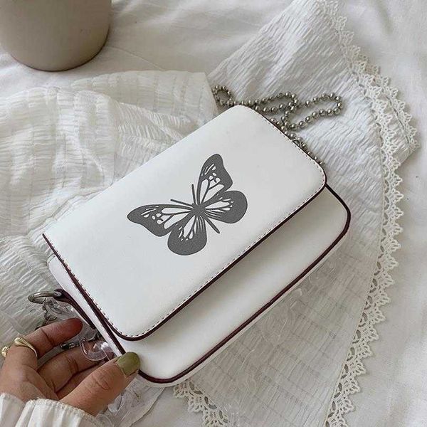 

hbp woman bags 2022 new acrylic transparent thick chain small square bag reflective butterfly single shoulder messenger bag