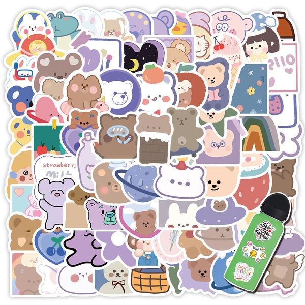 

90pcs kawaii cartoon bear stickers pack for lapskateboard motorcycle decals