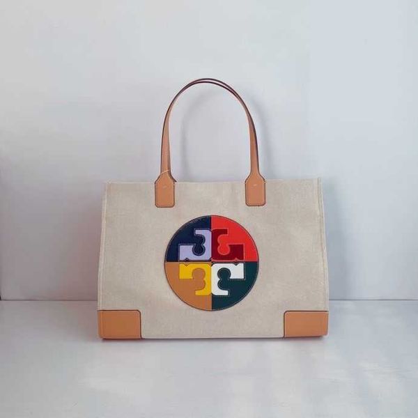 

luxury leather handbags torysburchs designer bags tb's new canvas large tote bag with leather color splicing logo casual handbag