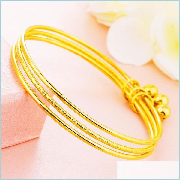 

bangle girls thin 3pcs bangles set bracelet 18k gold women wedding couple jewelry factory wholesale 243 w2 drop delivery 2022 bracele dhfzx, Black