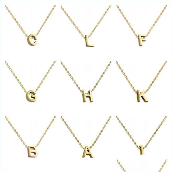 

pendant necklaces real 925 sterling sier 26 letter round choker necklace for women european and american minimalist fine jewelry dro dhjqk, Silver