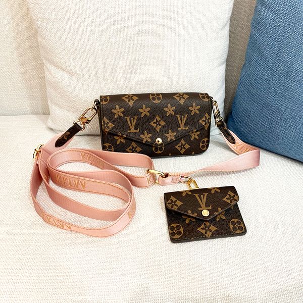 

2ps women wallet cross body fashion bags old flower envelope purse wide shoulder strap letter pattern hand mobile phone small pocket louise