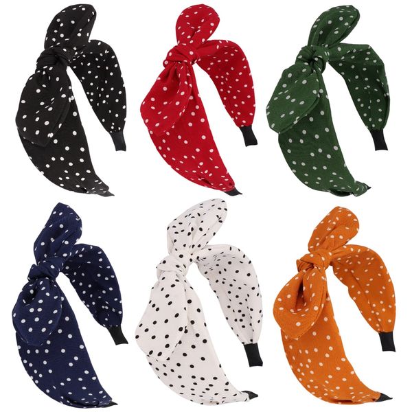 

headbands bow for girls women hair accessories polka dot with knotted head band vintage bunny ears hoopblack/white/red/blue/green/or amkt3, Silver