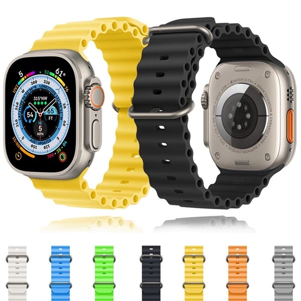 

ocean band for apple watch ultra strap series 8 7 6 se 54321 silicone wrist for iwatch sport stretch bracelet 49mm 45 44mm
