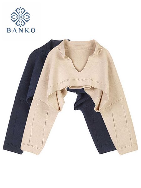 

women's knits tees new korean style v-neck short knitted sweaters women autumn fashion long sleeve streetwear outerwear female crop swe, White