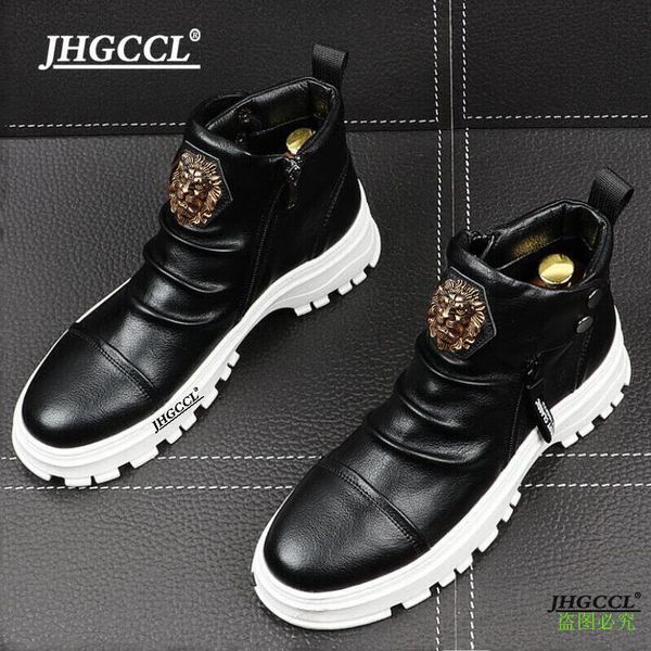 

martin love high end boots anti-wrinkle gang wedding shoes punk comfort shoe chaussure homme cowboy motorcycle work & safet boot a23, Black