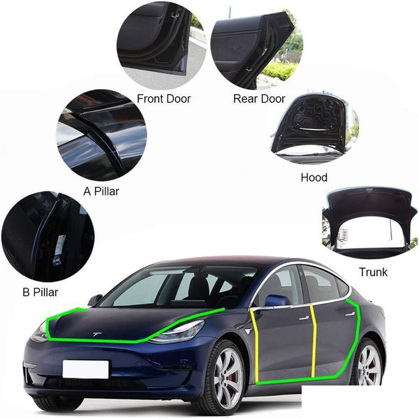

care products motrobe tesla model 3 door seal kit soundproof rubber weather draft wind noise reduction accessories drop delivery 2022 dhuwi