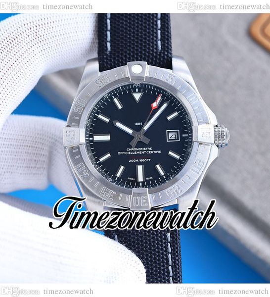 

43mm a17318101b1x1 automatic mens watch steel case black dial white number markers leather nylon leather strap watches twbe timezonewatch c1, Slivery;brown